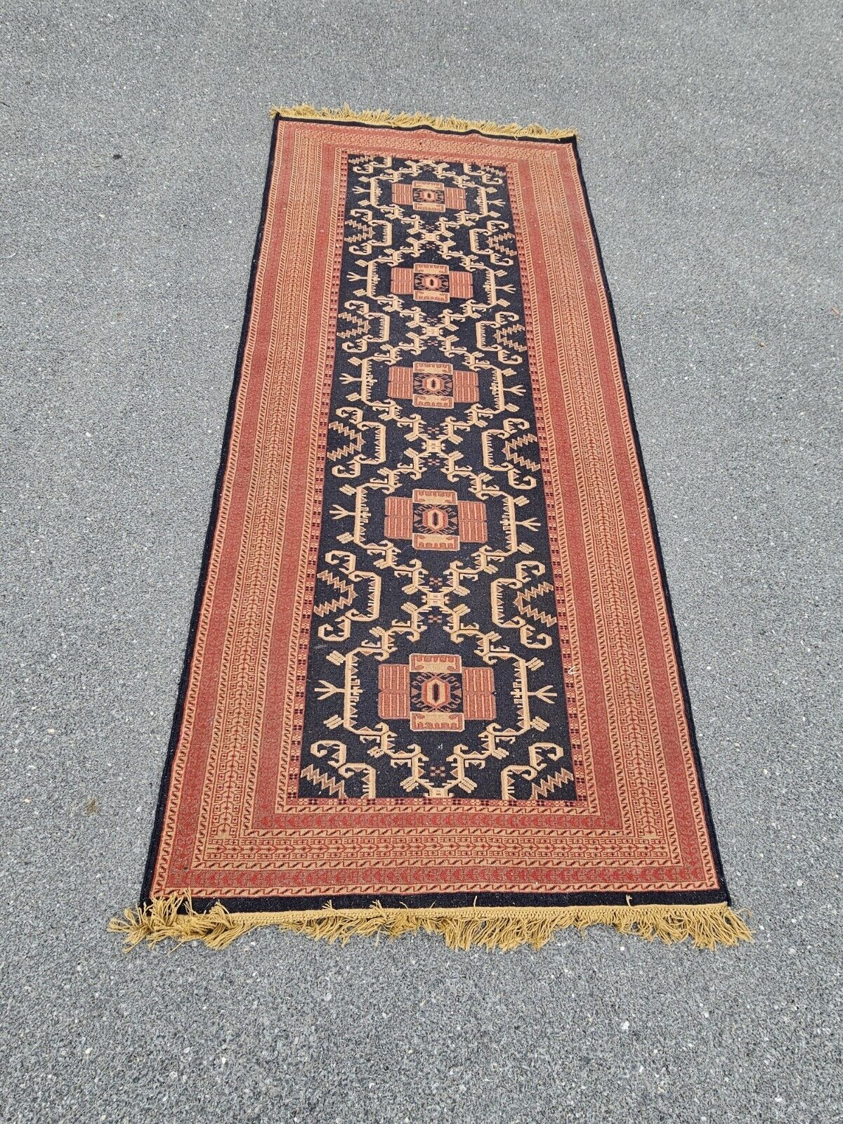 Hand-Knotted Vtg Fine Tribal Rug Runner Rug Hand Dyed 50" X 120" Very Thick