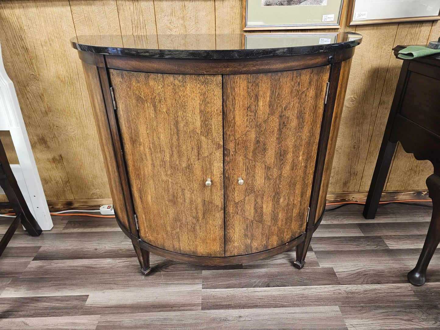 Modern Demi Lune Console Cabinet W Slate Marble Top By Theodore Alexander?