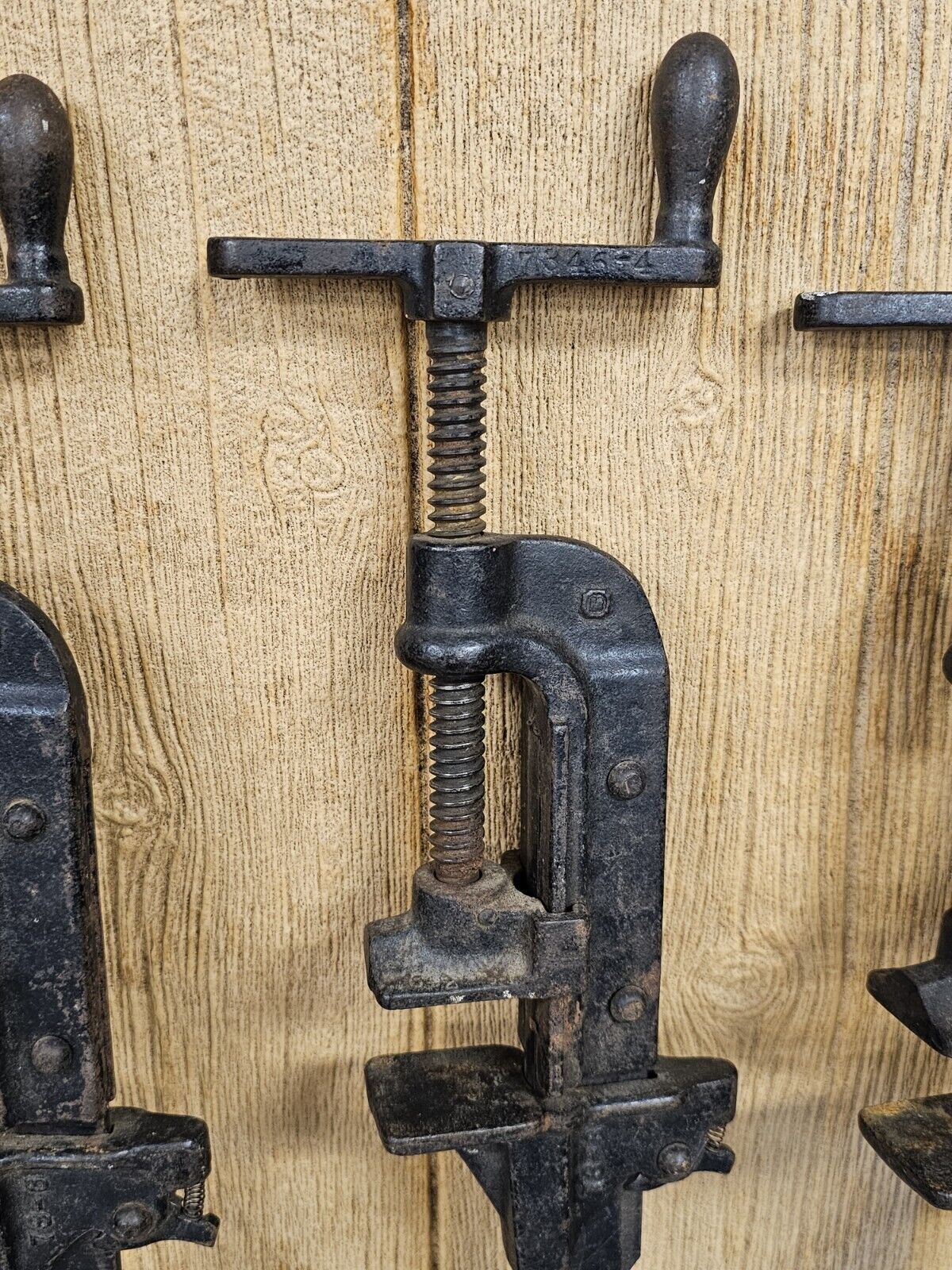Cast Iron Bar Clamps Set Of 4, 76-1, 76-2, 7346-4, (M) 19th Century? All C. Iron