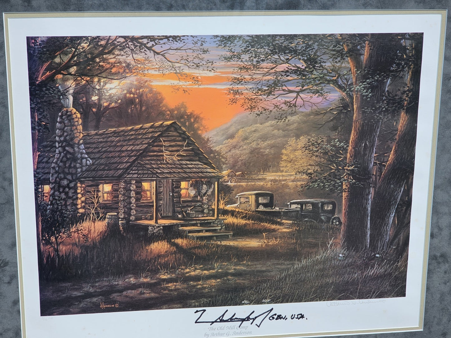 Arthur Anderson Signed AP 5/15 "The Old Mill Camp" Print Norman Schwarzkopf