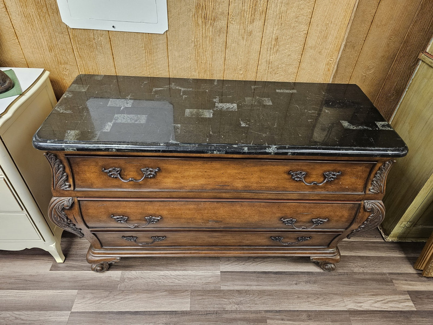 Seven Seas By Hooker Furniture Marble Top Chest of 3 Drawers Sideboard