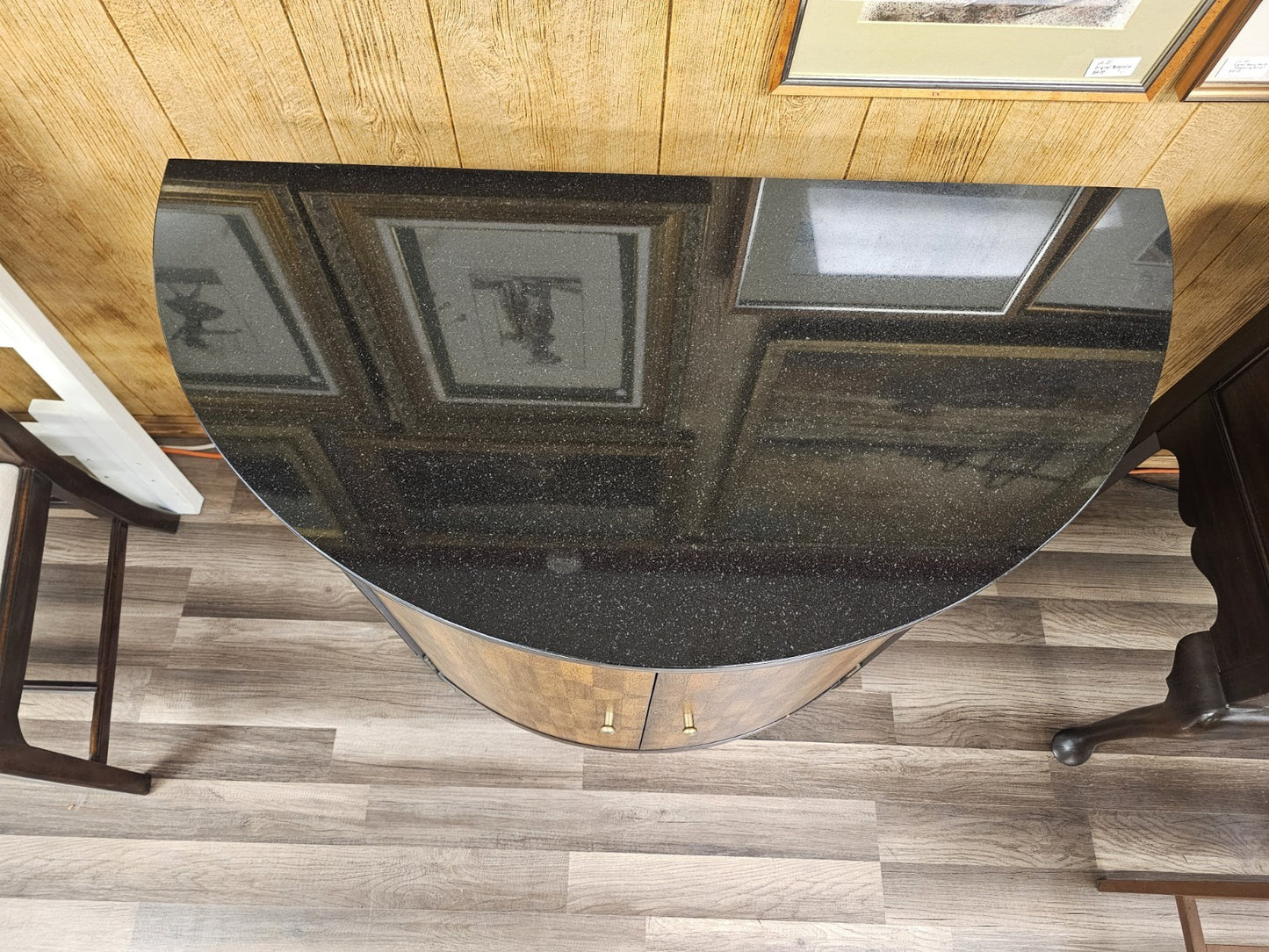 Modern Demi Lune Console Cabinet W Slate Marble Top By Theodore Alexander?