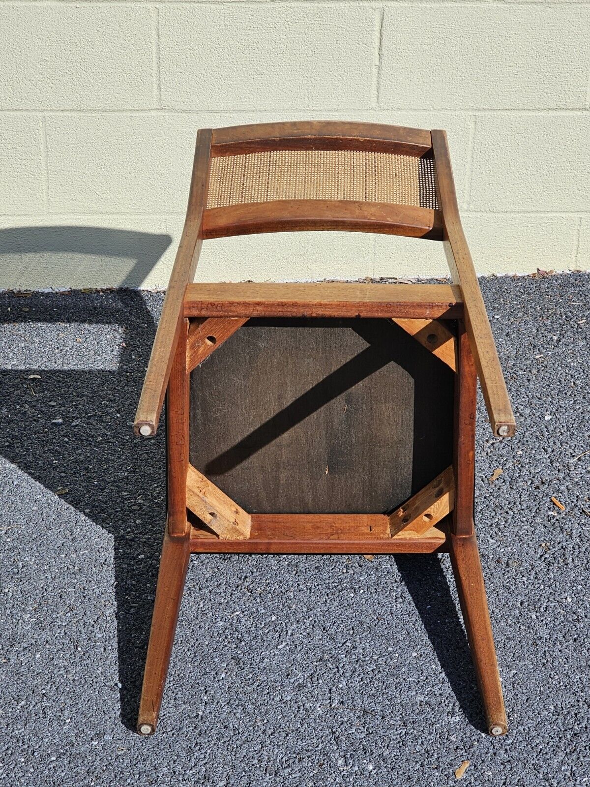 Mid Century Walnut Cane Back Dining Chairs Set Of 6 Jack Cartwright? Needs Work