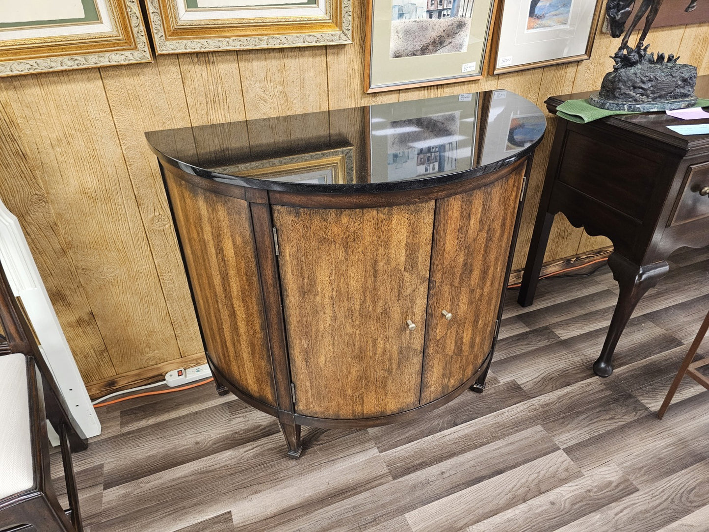 Modern Demi Lune Console Cabinet W Slate Marble Top By Theodore Alexander?