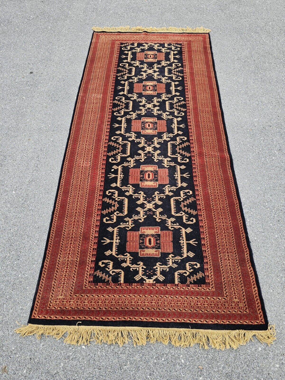 Hand-Knotted Vtg Fine Tribal Rug Runner Rug Hand Dyed 50" X 120" Very Thick