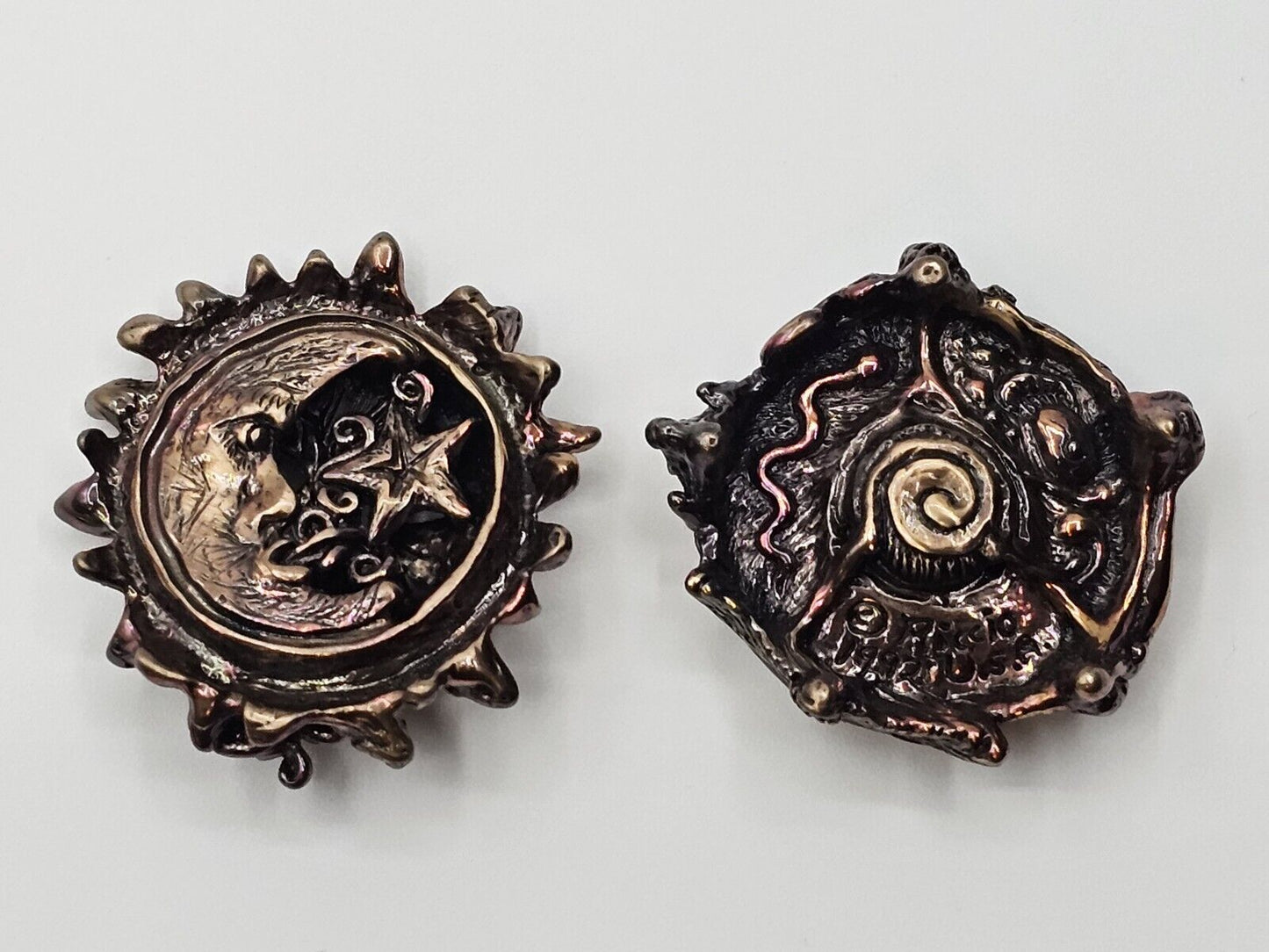 Daniel Riccio Bronze Miniature Wind Moon Star Trinket Box Skull Owl Spiral