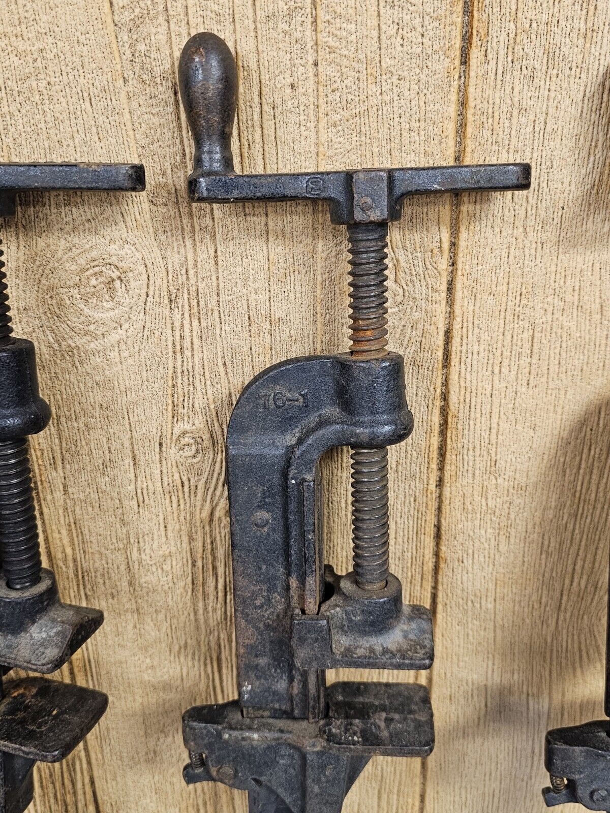 Cast Iron Bar Clamps Set Of 4, 76-1, 76-2, 7346-4, (M) 19th Century? All C. Iron