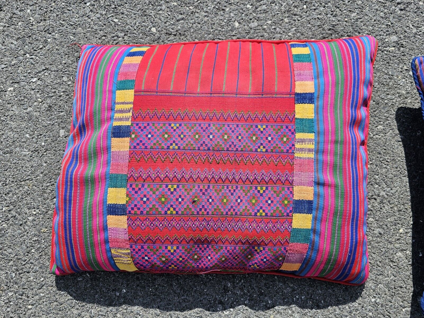 Vtg Tribal Indian Patchwork Quilt & Pillow Set Hand Stitched 99in X 96in