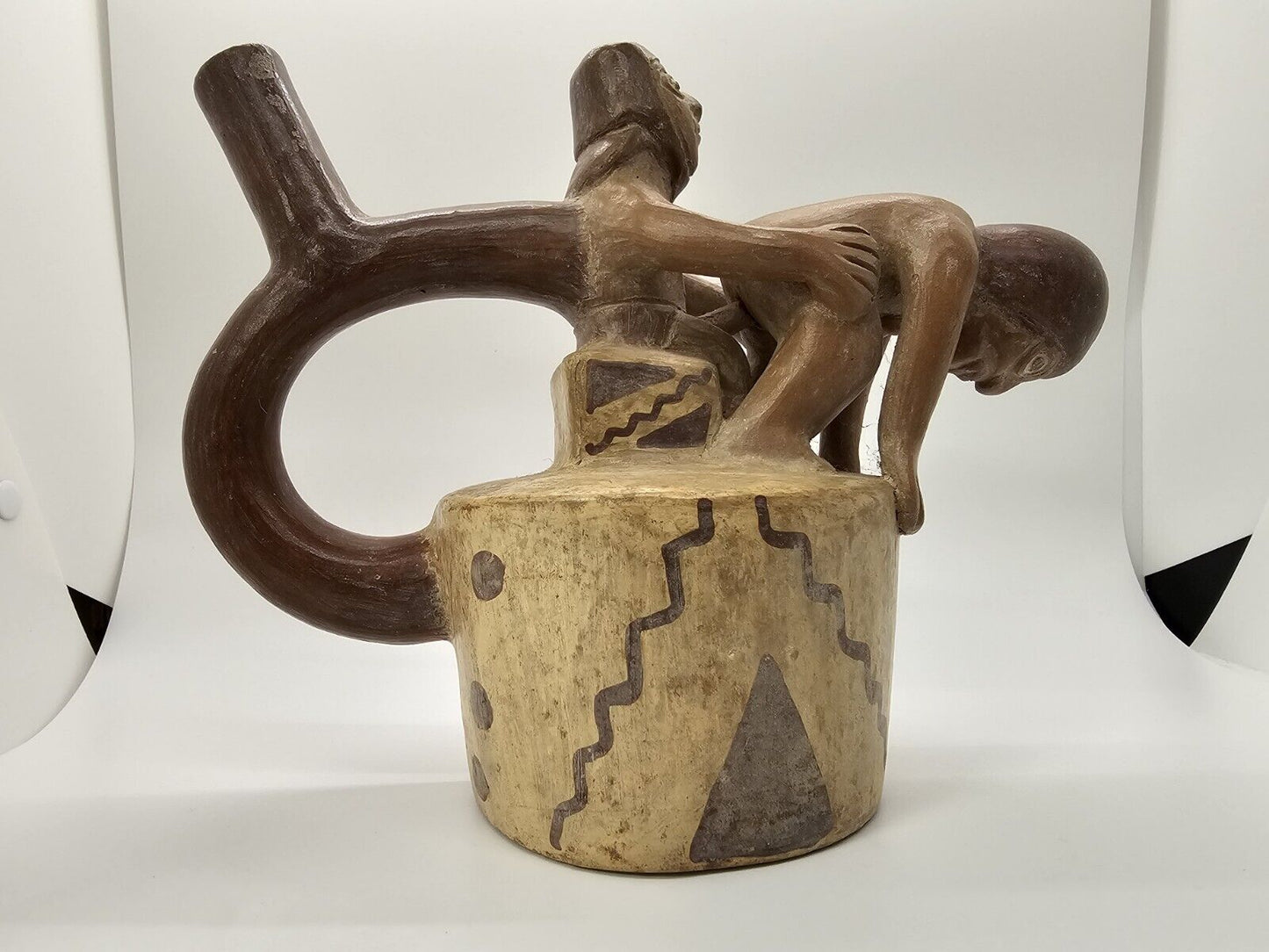 Peruvian Erotic Sexuality Pottery Stirrup Vessel Pre Columbian? Handmade