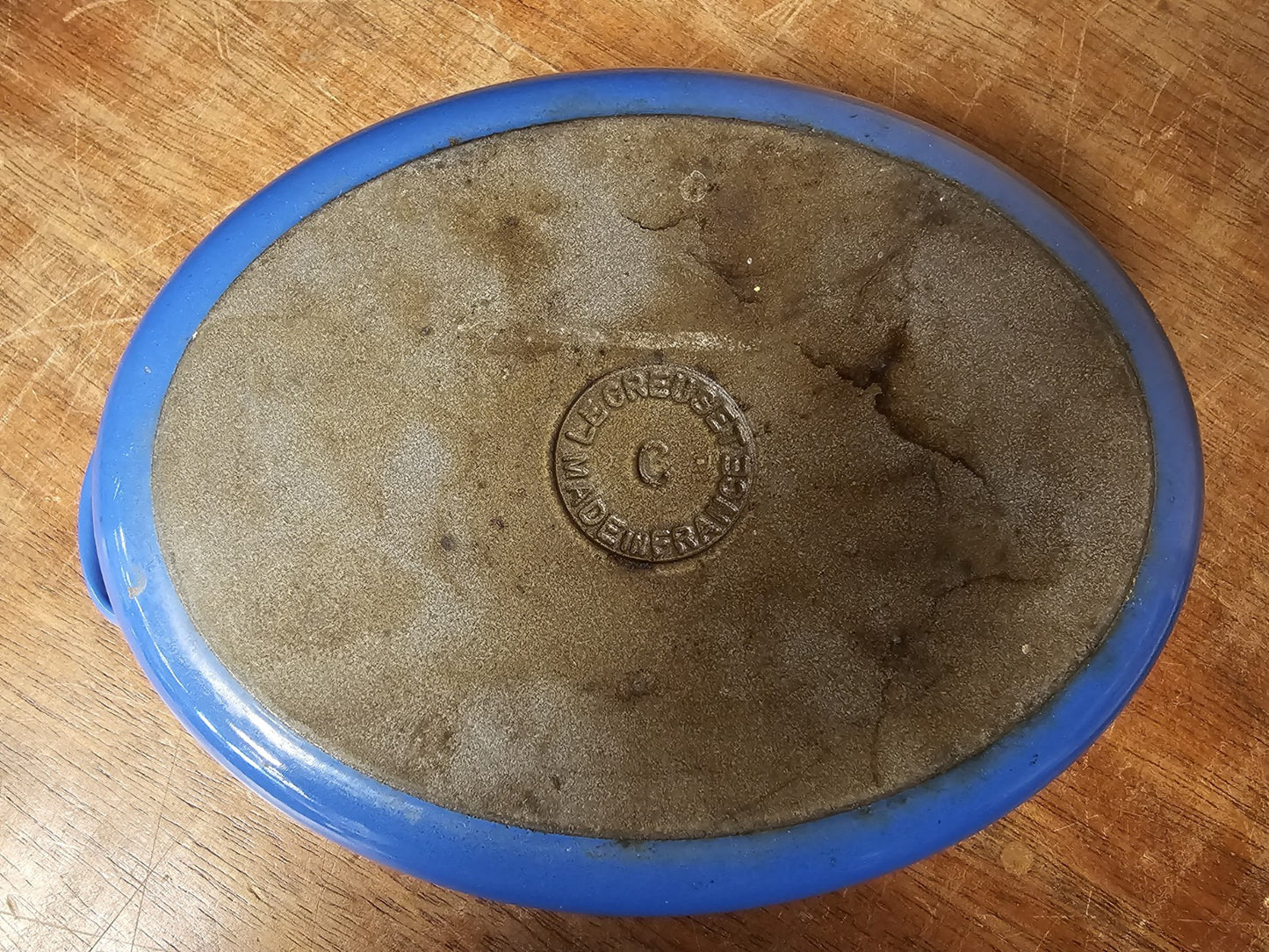 Le Creuset Enameled Cast Iron Signature Oval Casserole Blue Good Condition Used