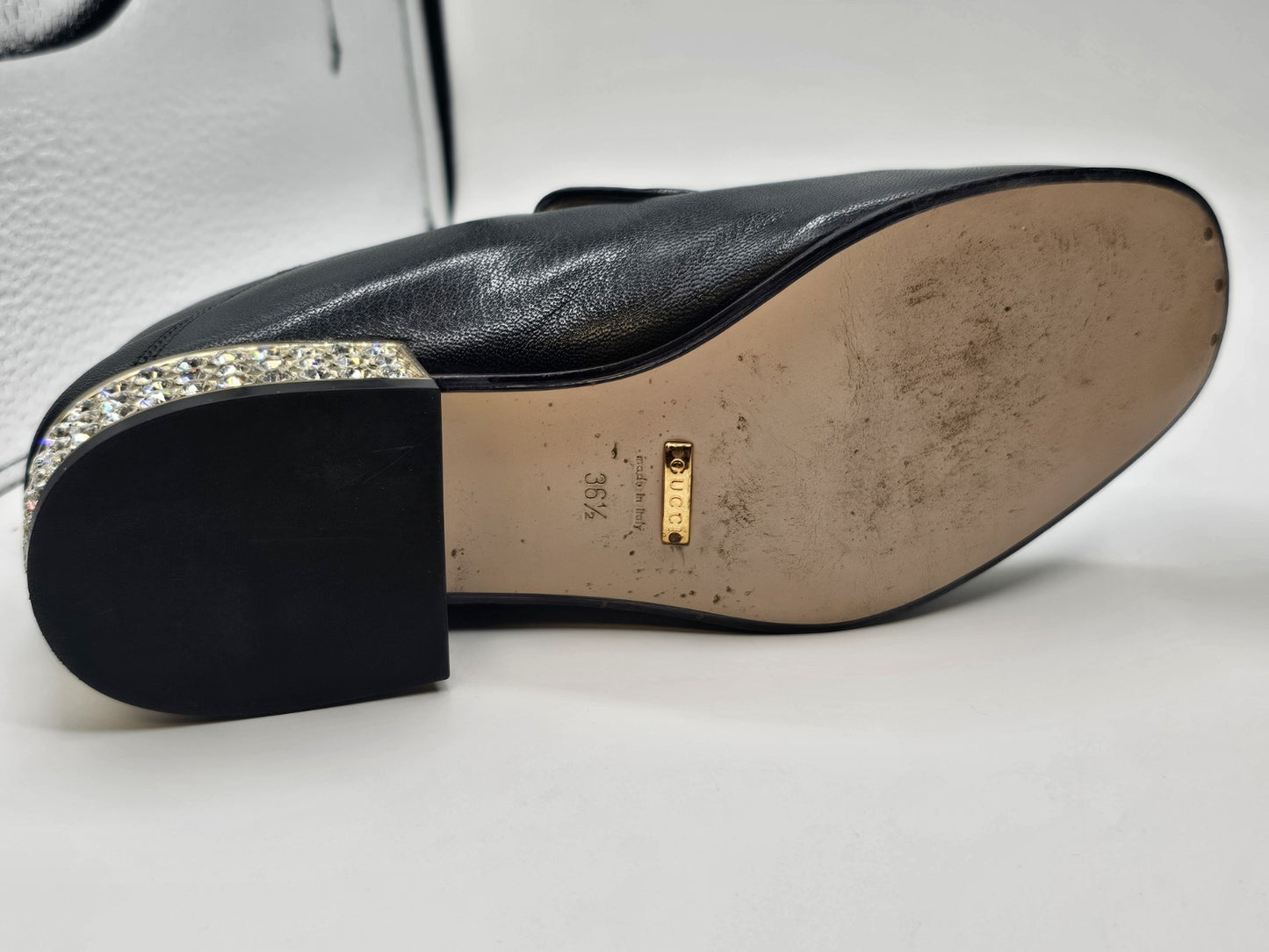 Gucci Horsebit Leather Loafers Mules With Crystals Size 36.5 Gently Used