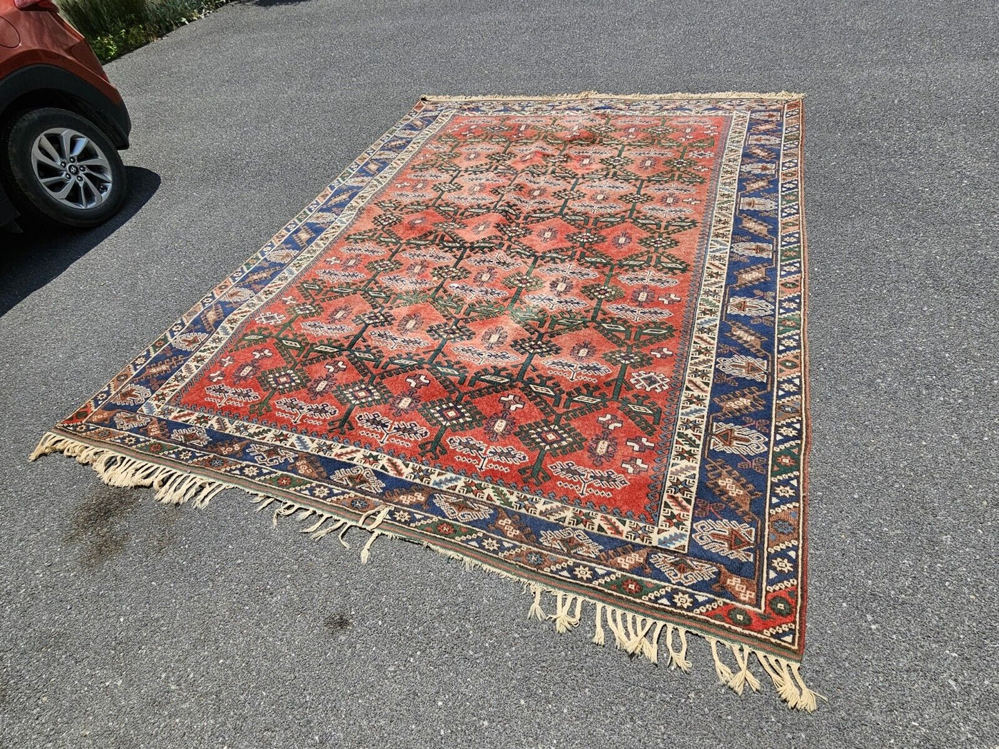 Vtg Turkish Handmade Hand Knotted Wool Rug 8x11 Tavas Hali Doesmealti Bazaar 54