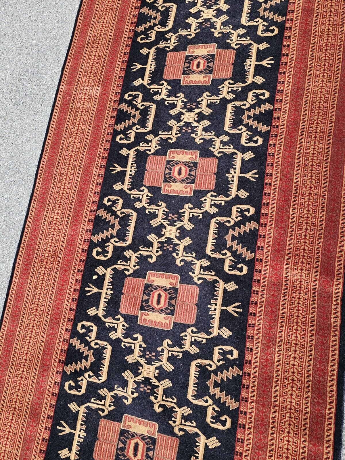Hand-Knotted Vtg Fine Tribal Rug Runner Rug Hand Dyed 50" X 120" Very Thick