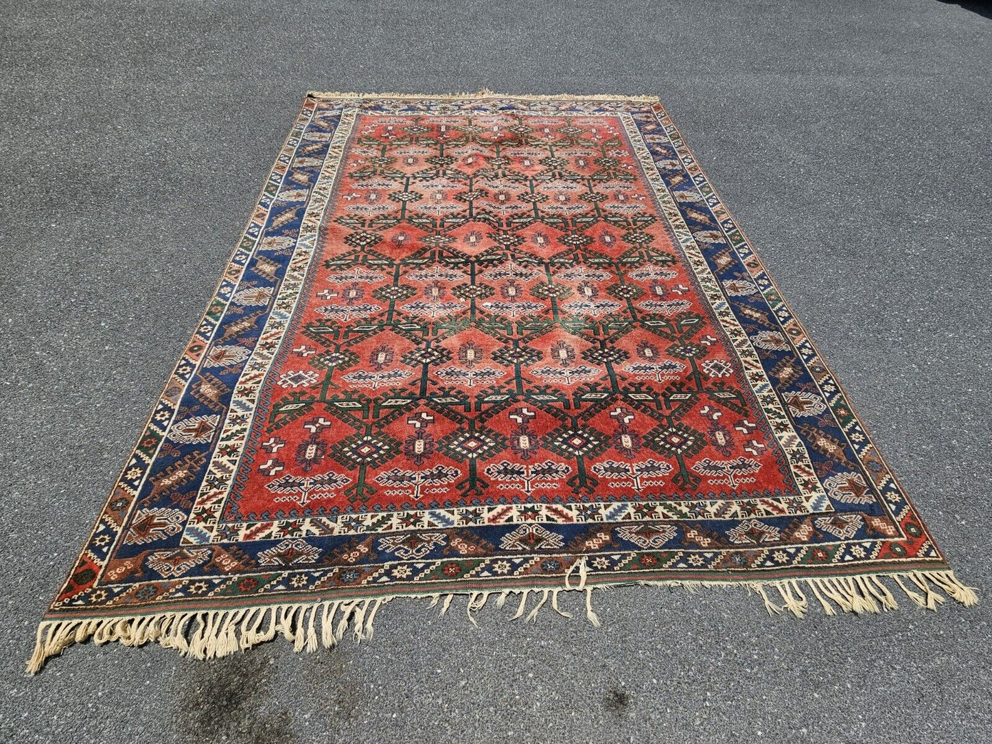 Vtg Turkish Handmade Hand Knotted Wool Rug 8x11 Tavas Hali Doesmealti Bazaar 54