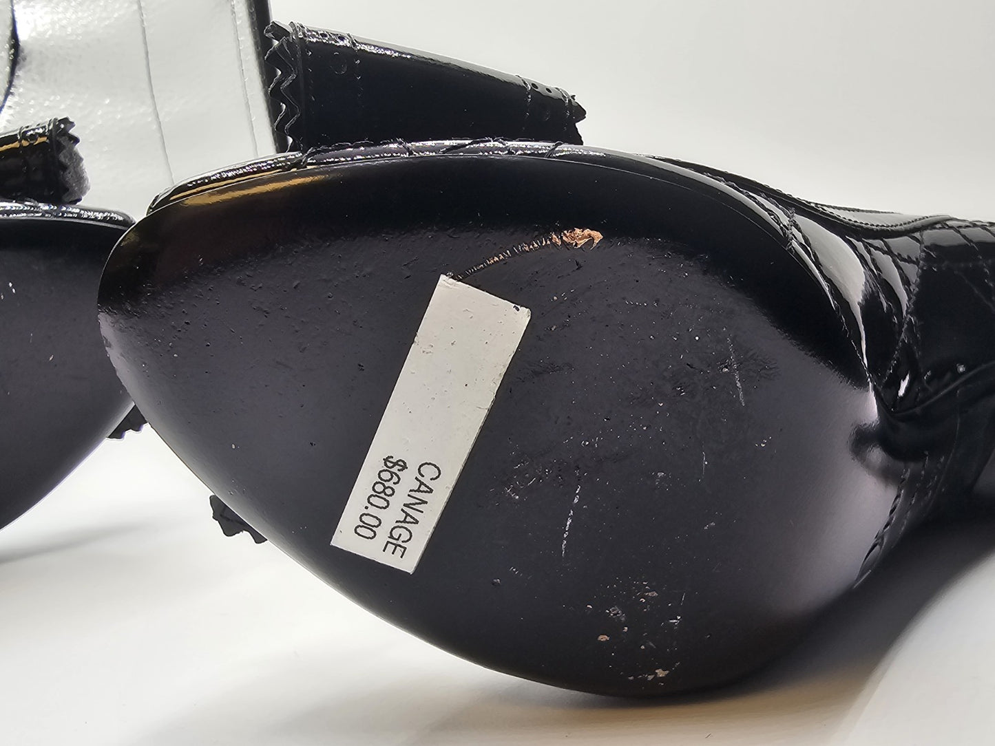 Christian Dior Black Canage Patent Leather Bow Peep Toe Pumps Size 36.5 Used