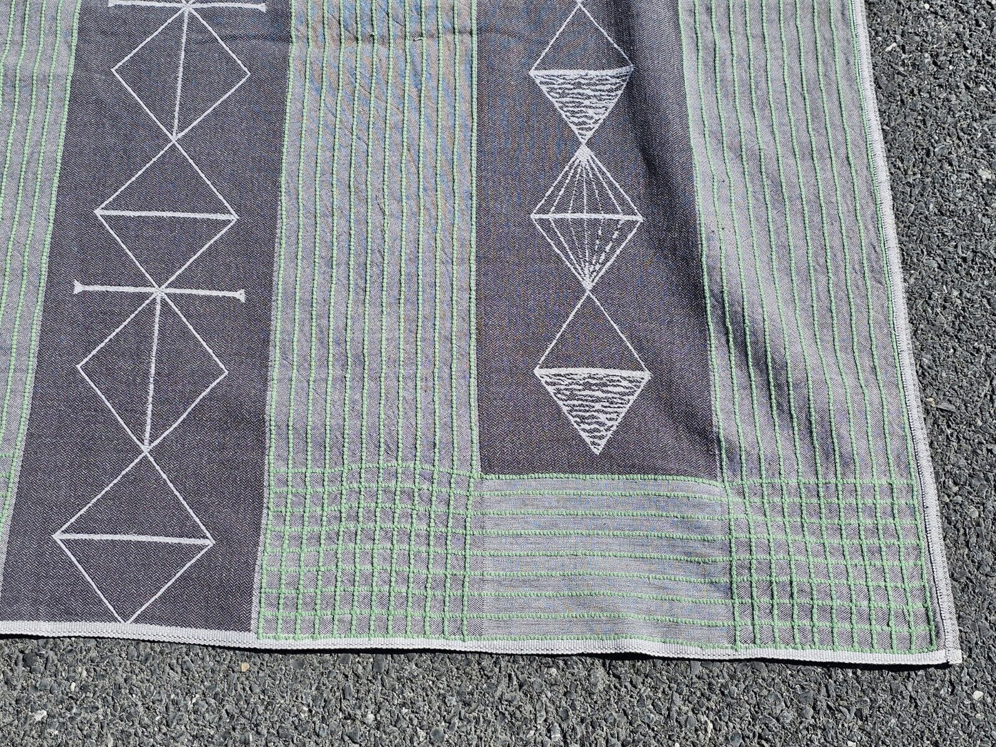Vtg Unique Large Blanket 106 Inch X 91 Inches Hand Stitched? Tribal?