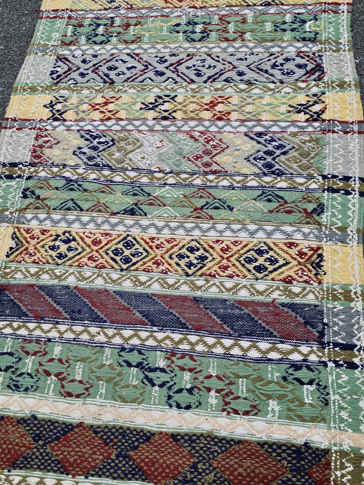 Vtg Native American Handmade Tribal Rug Runner Handwoven 9 Foot (116") Long