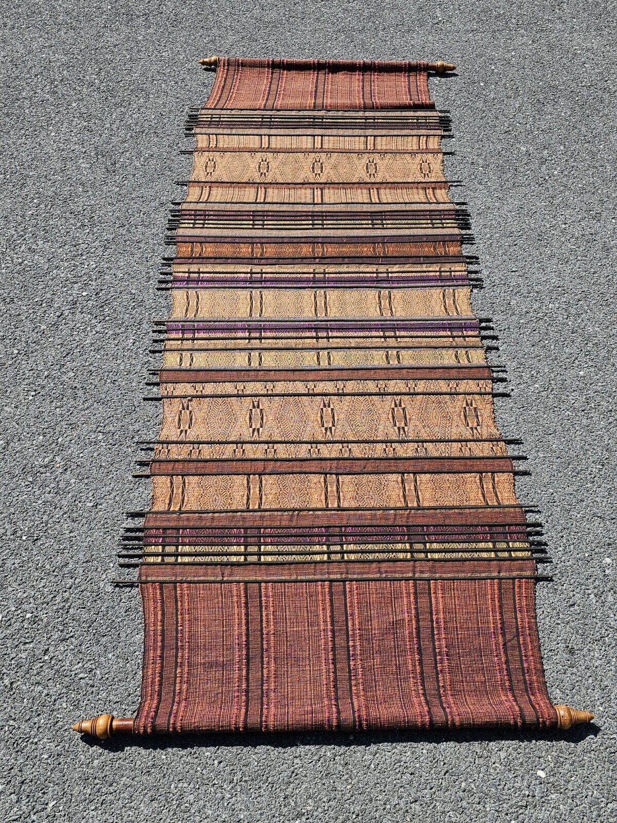 Asian Oriental Textile Fabric Hanging Wall Art Decor By Sop Moei Arts 87" Long