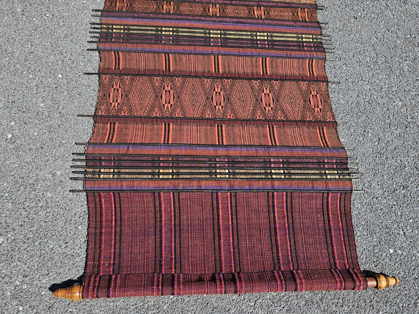 Asian Oriental Textile Fabric Hanging Wall Art Decor By Sop Moei Arts 87" Long