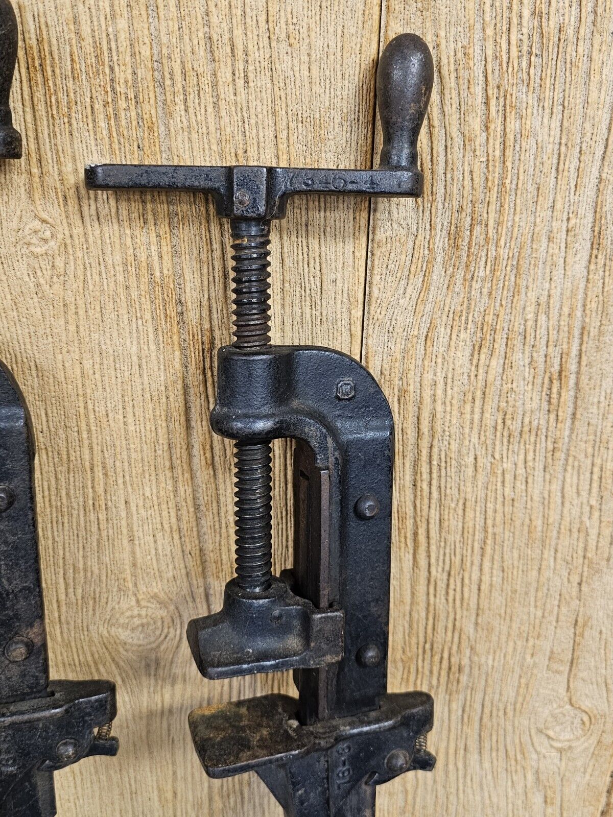 Cast Iron Bar Clamps Set Of 4, 76-1, 76-2, 7346-4, (M) 19th Century? All C. Iron
