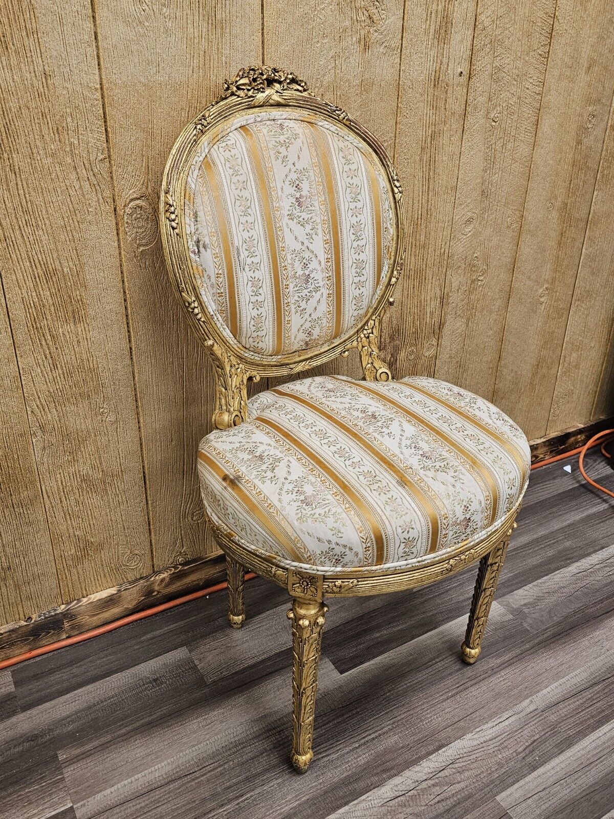 Antique French Louis XVI Style Bedroom Chair Very Ornate