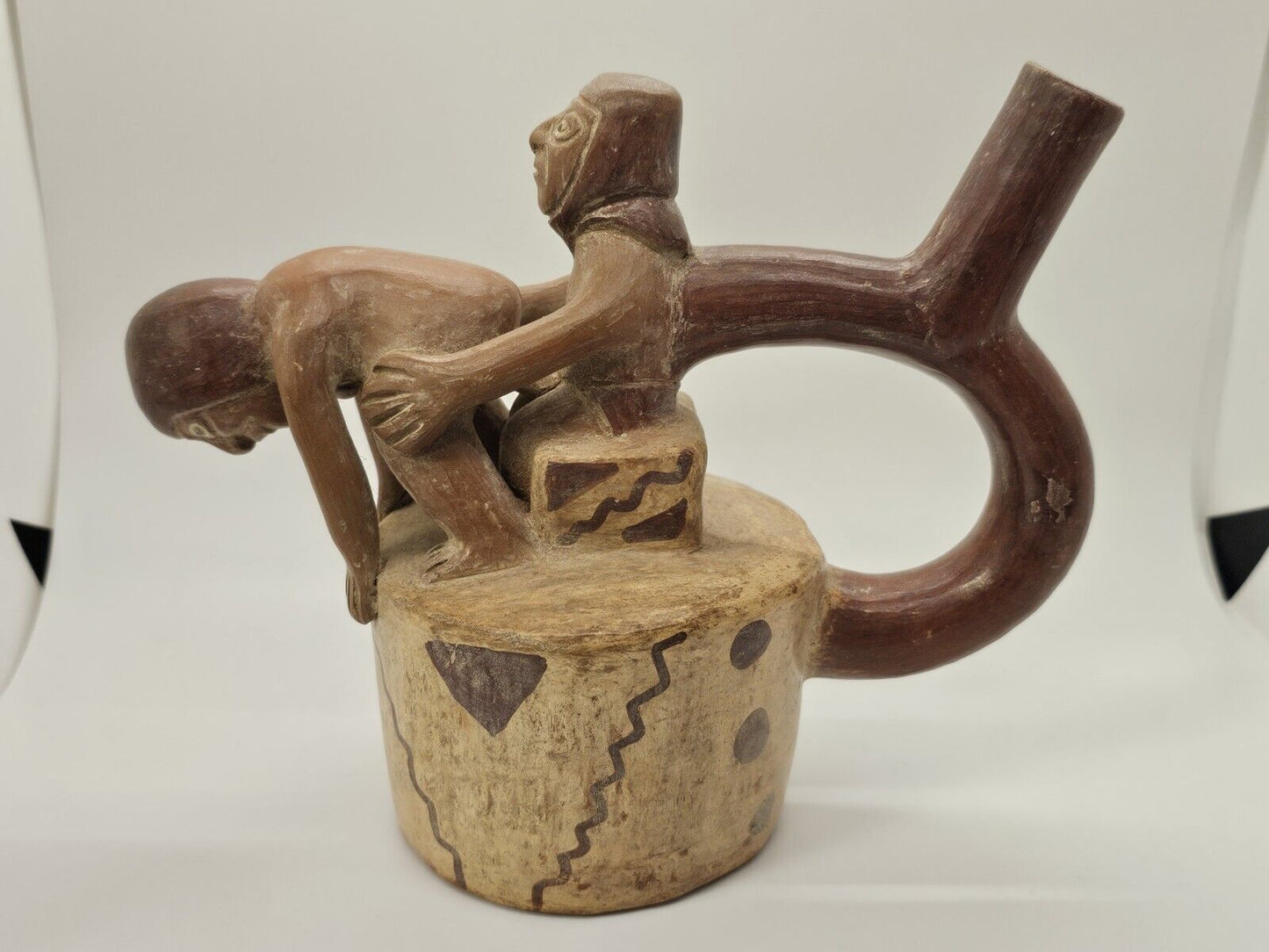 Peruvian Erotic Sexuality Pottery Stirrup Vessel Pre Columbian? Handmade
