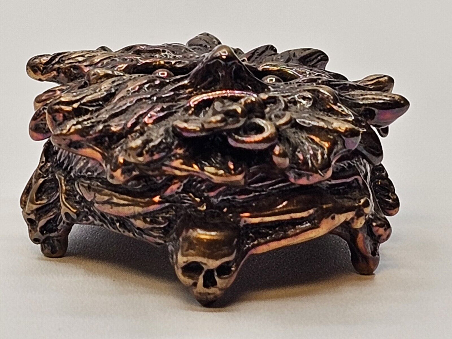 Daniel Riccio Bronze Miniature Wind Moon Star Trinket Box Skull Owl Spiral