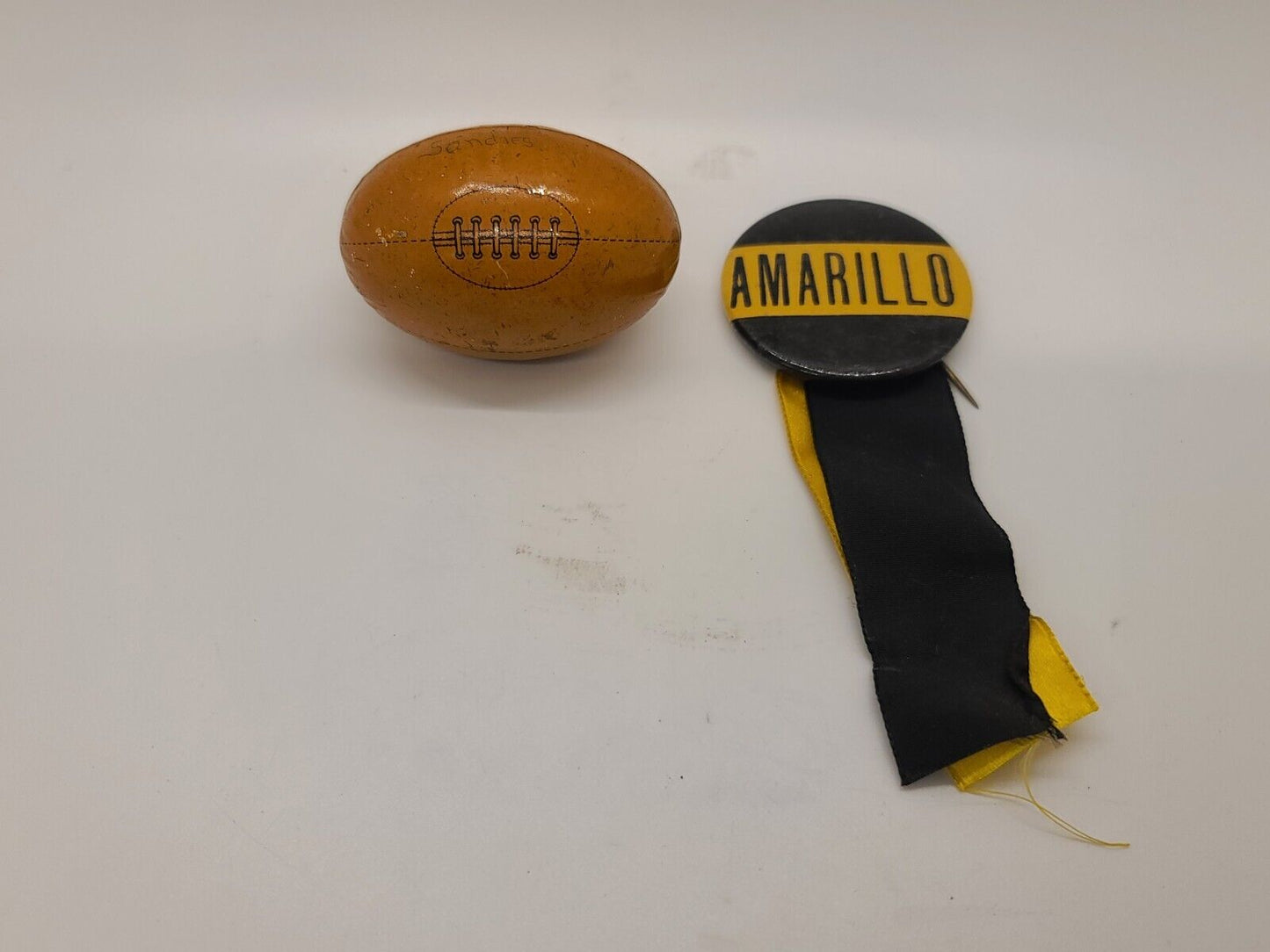 Vintage Amarillo Texas w Dangling Football Pinback Button Germany 1930's?