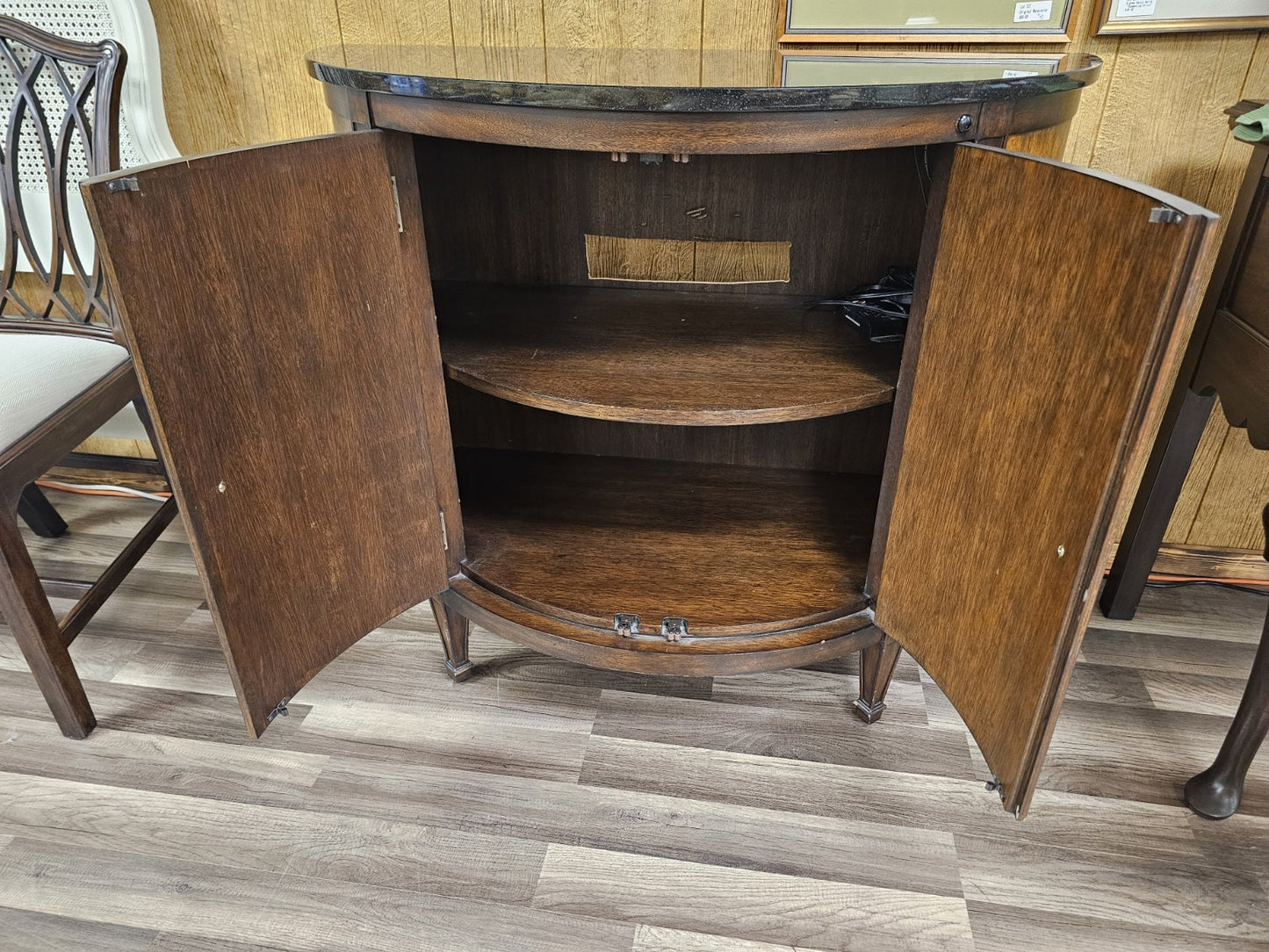 Modern Demi Lune Console Cabinet W Slate Marble Top By Theodore Alexander?