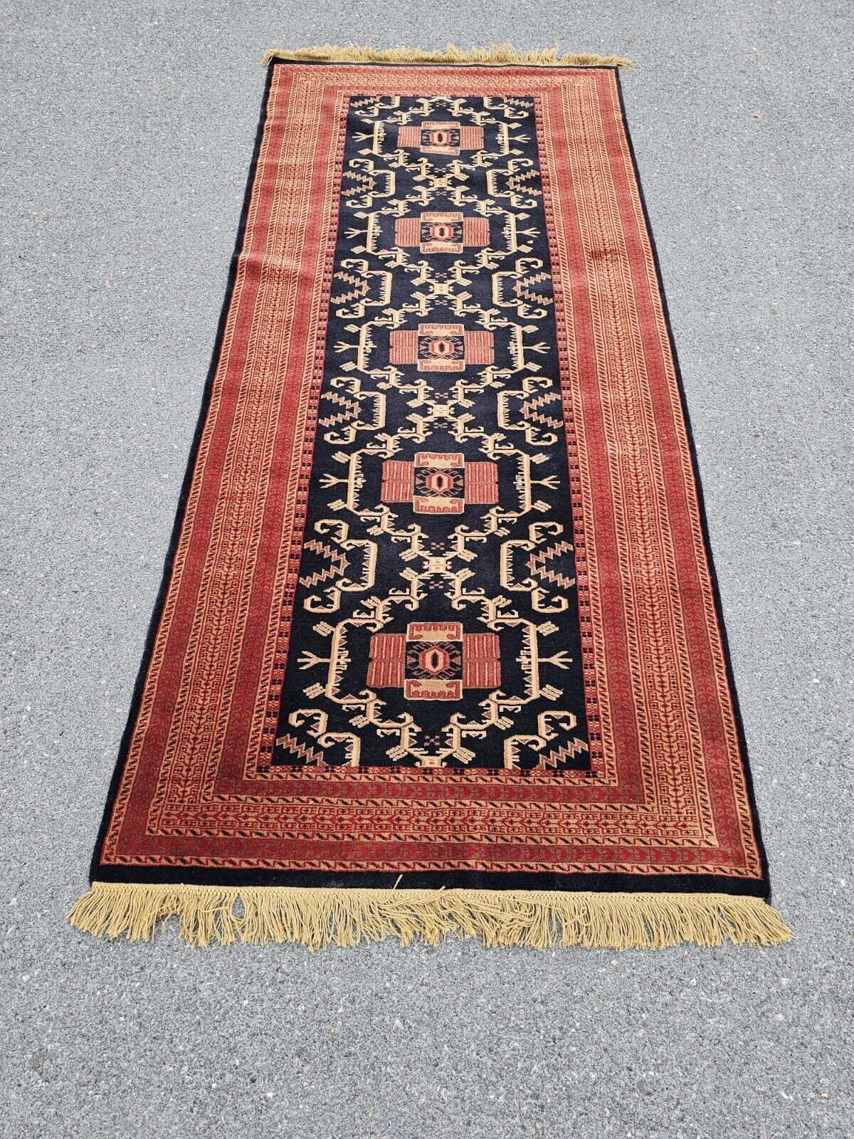Hand-Knotted Vtg Fine Tribal Rug Runner Rug Hand Dyed 50" X 120" Very Thick