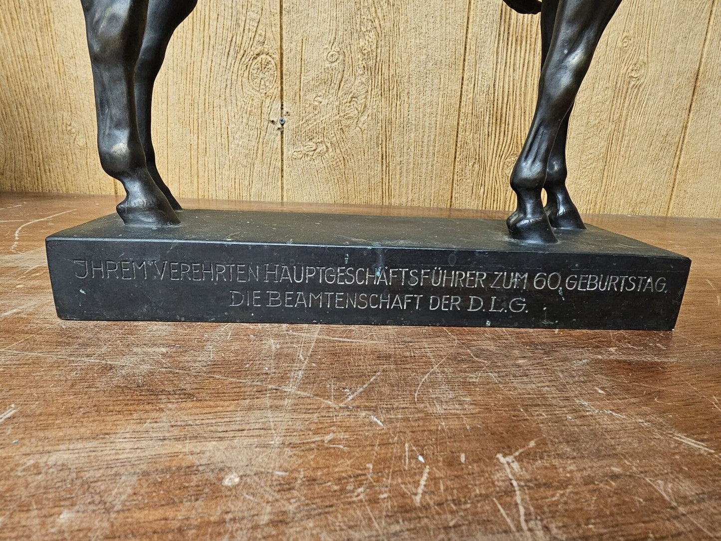 Vtg Heinrich Splieth Bronze Nude Man & Horse Statue Olympic Rider 27 Pounds