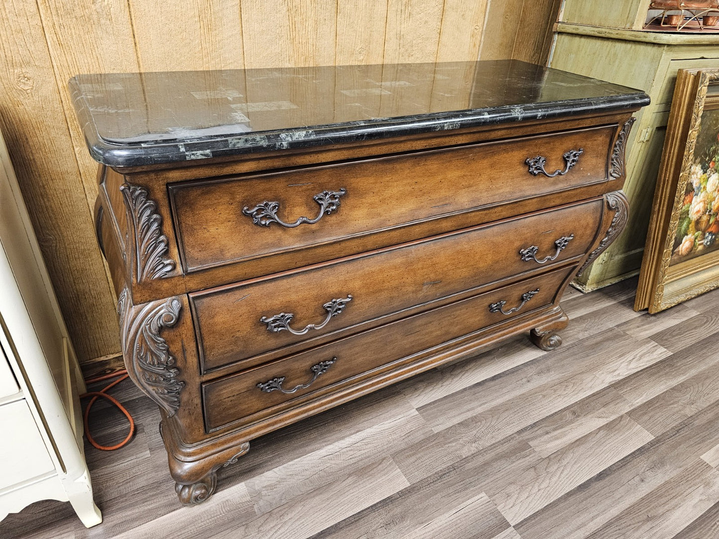 Seven Seas By Hooker Furniture Marble Top Chest of 3 Drawers Sideboard