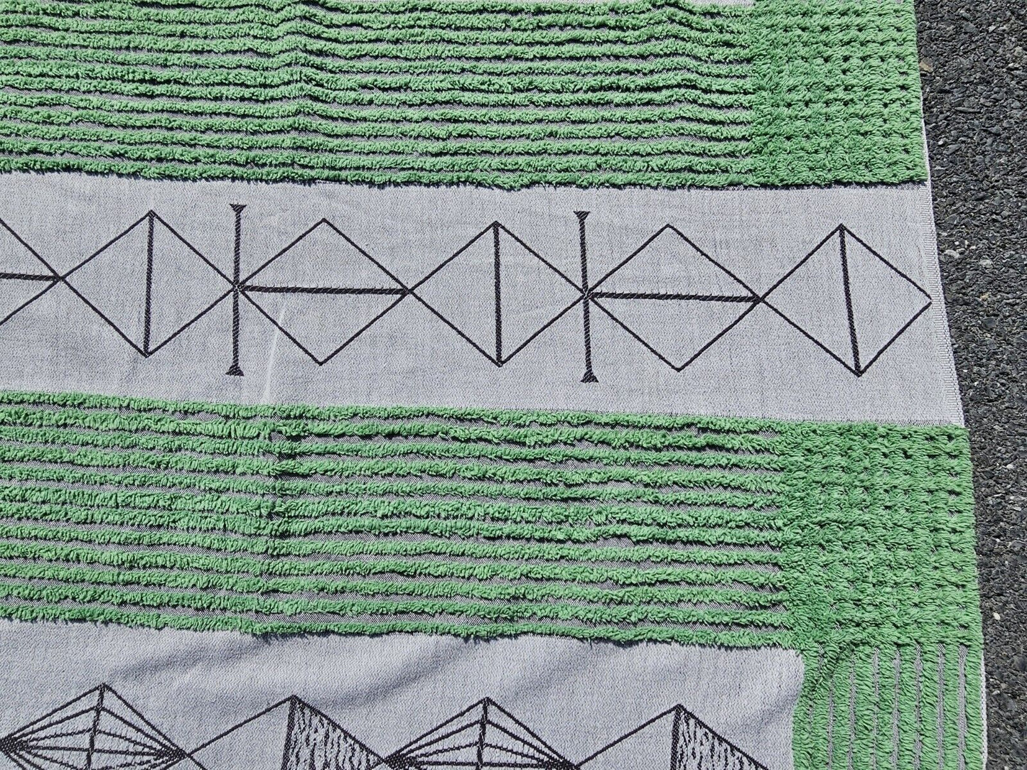 Vtg Unique Large Blanket 106 Inch X 91 Inches Hand Stitched? Tribal?
