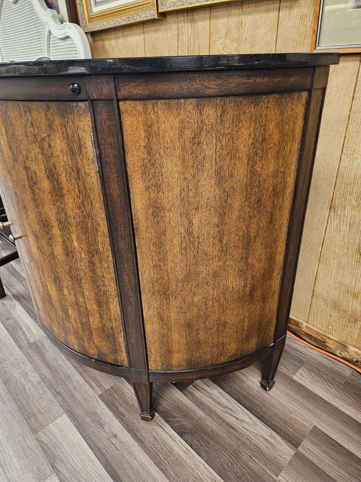 Modern Demi Lune Console Cabinet W Slate Marble Top By Theodore Alexander?