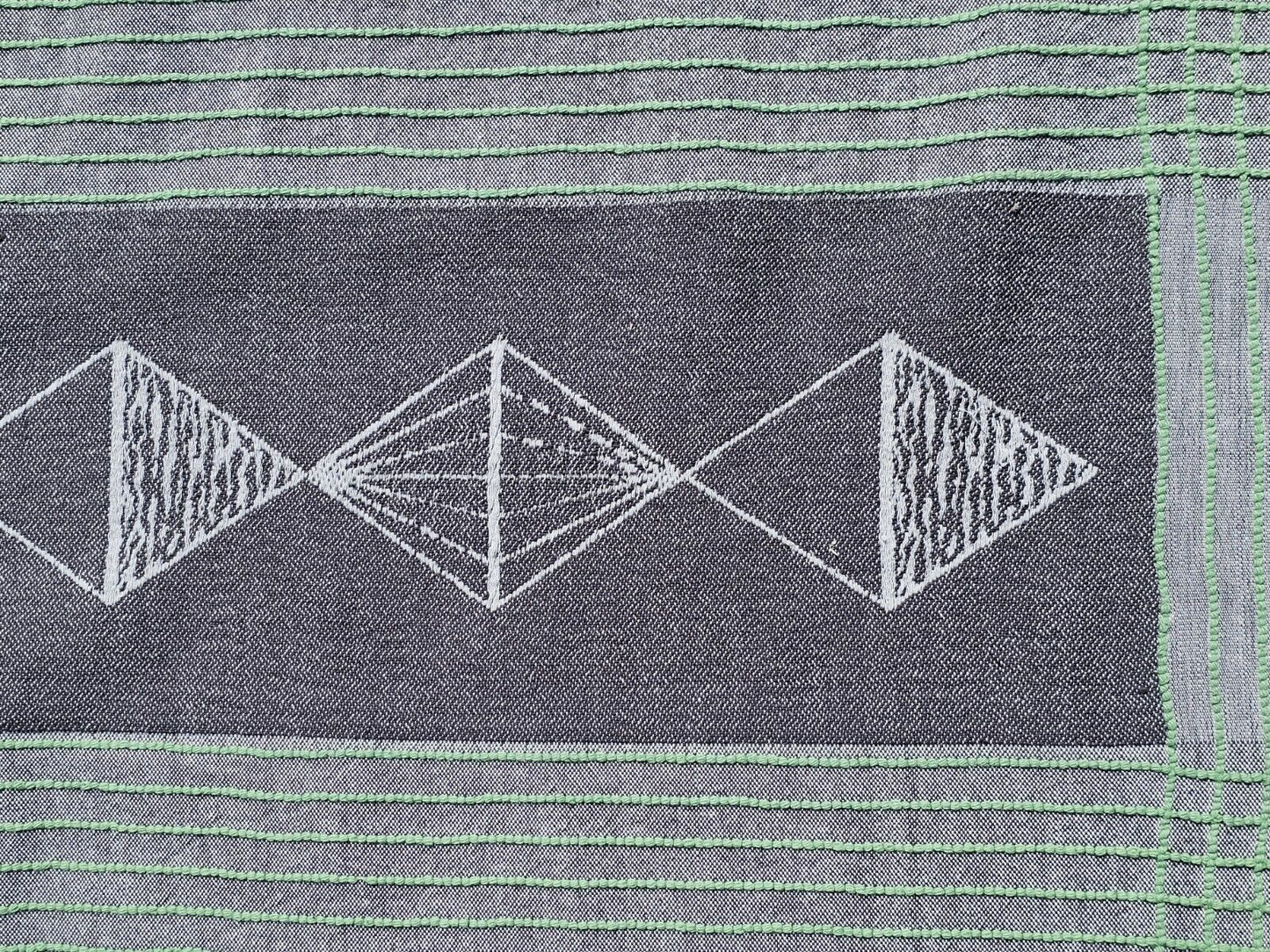 Vtg Unique Large Blanket 106 Inch X 91 Inches Hand Stitched? Tribal?