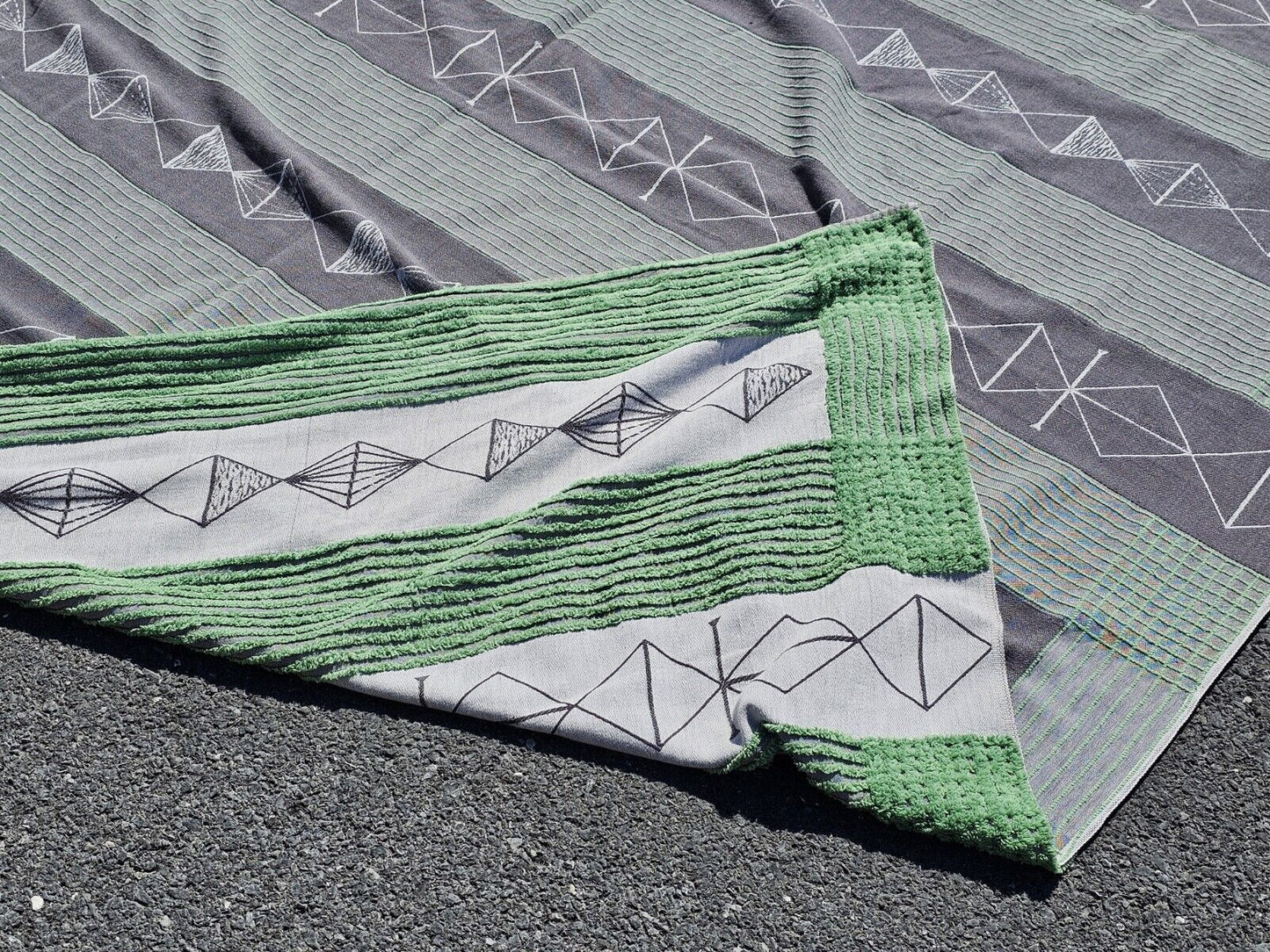 Vtg Unique Large Blanket 106 Inch X 91 Inches Hand Stitched? Tribal?