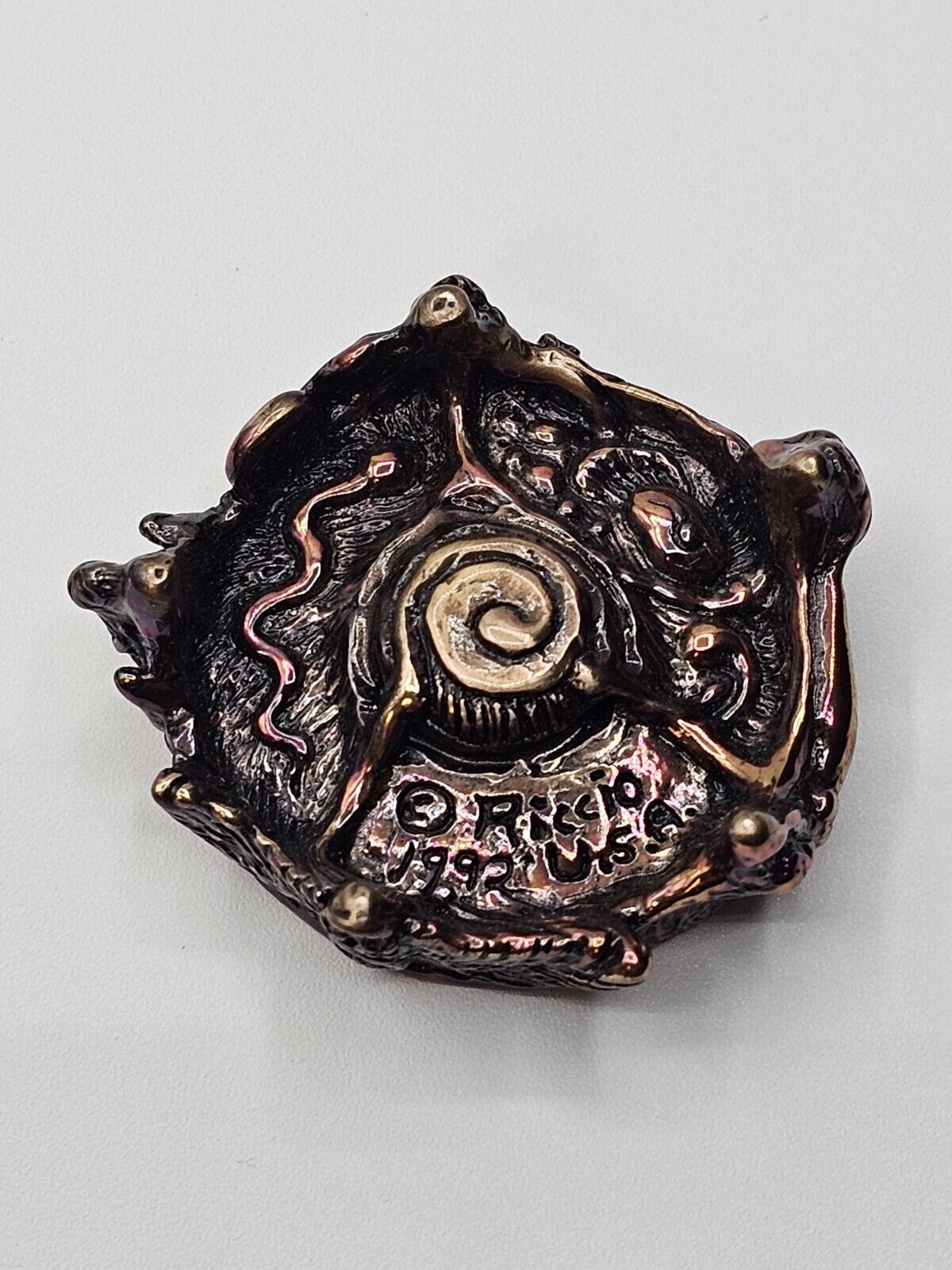 Daniel Riccio Bronze Miniature Wind Moon Star Trinket Box Skull Owl Spiral