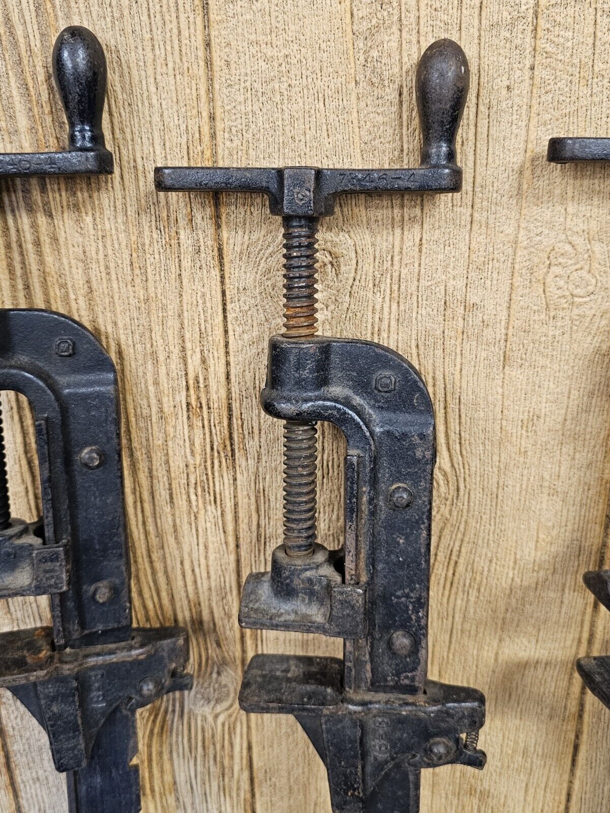 Cast Iron Bar Clamps Set Of 4, 76-1, 76-2, 7346-4, (M) 19th Century? All C. Iron