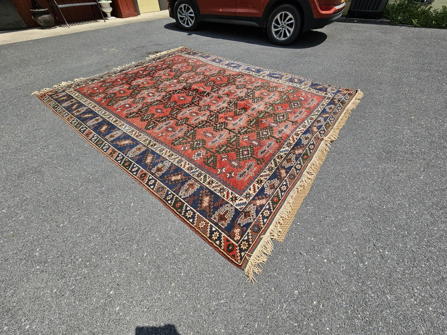 Vtg Turkish Handmade Hand Knotted Wool Rug 8x11 Tavas Hali Doesmealti Bazaar 54