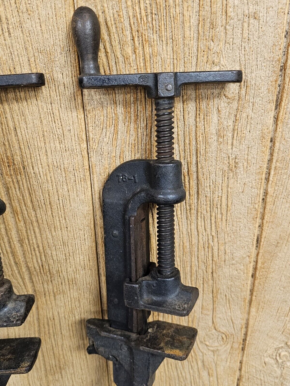 Cast Iron Bar Clamps Set Of 4, 76-1, 76-2, 7346-4, (M) 19th Century? All C. Iron