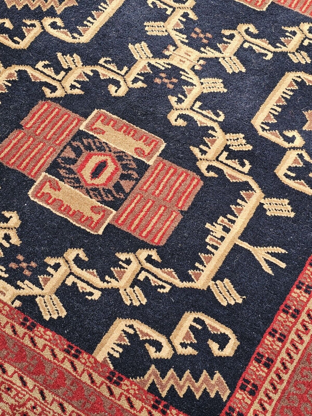 Hand-Knotted Vtg Fine Tribal Rug Runner Rug Hand Dyed 50" X 120" Very Thick