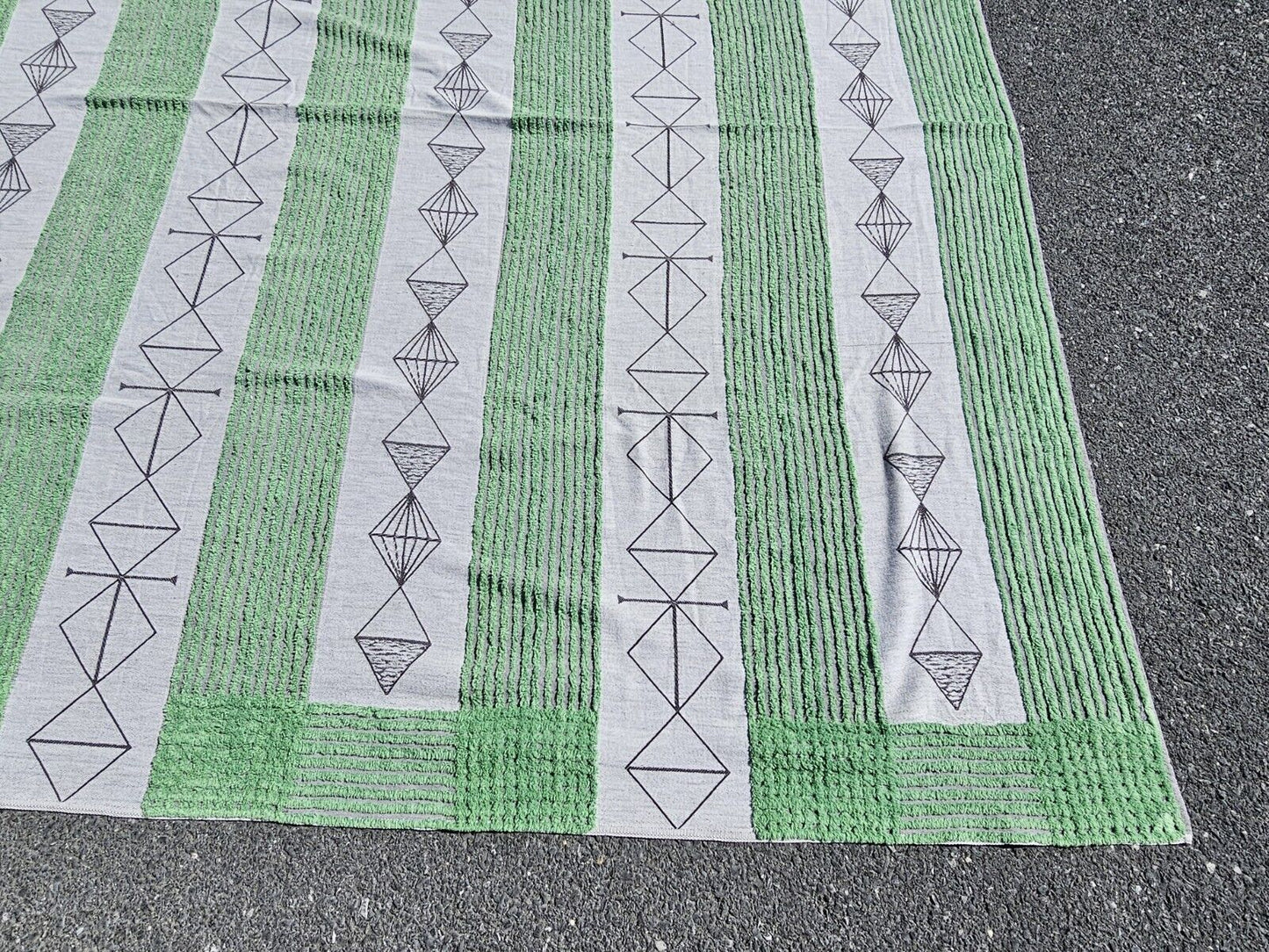 Vtg Unique Large Blanket 106 Inch X 91 Inches Hand Stitched? Tribal?
