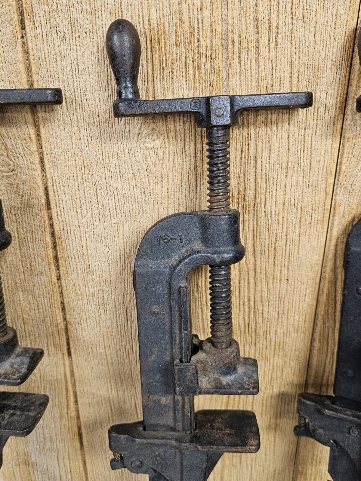 Cast Iron Bar Clamps Set Of 4, 76-1, 76-2, 7346-4, (M) 19th Century? All C. Iron