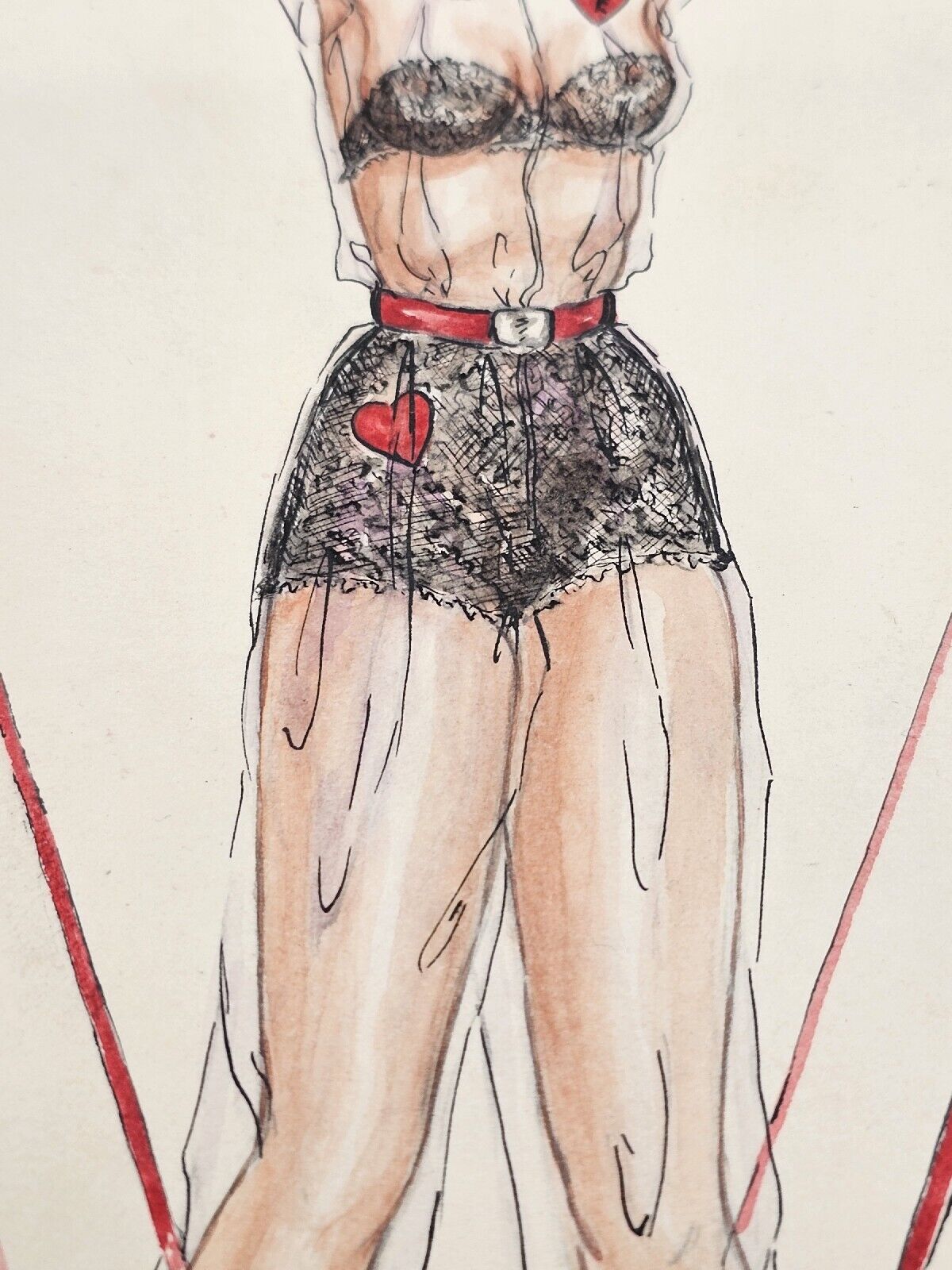 WW2 Pinup Girl US Army Air Corps Air Transport Command 1945 Watercolor Painting