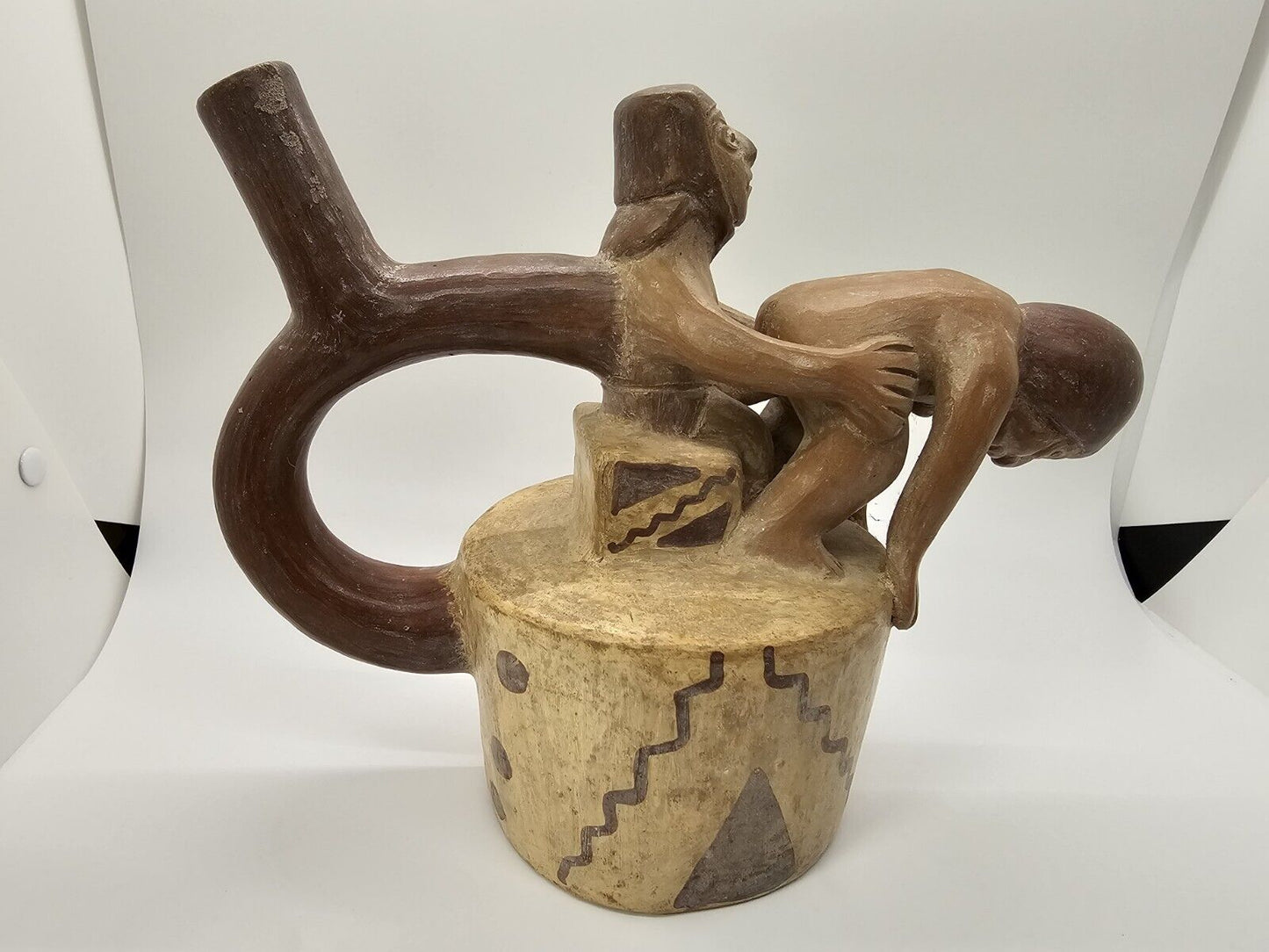 Peruvian Erotic Sexuality Pottery Stirrup Vessel Pre Columbian? Handmade