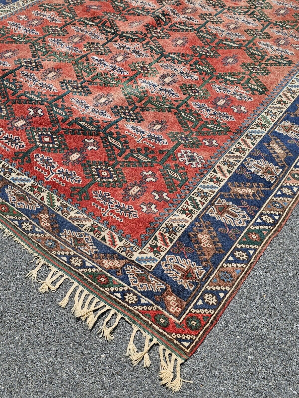 Vtg Turkish Handmade Hand Knotted Wool Rug 8x11 Tavas Hali Doesmealti Bazaar 54