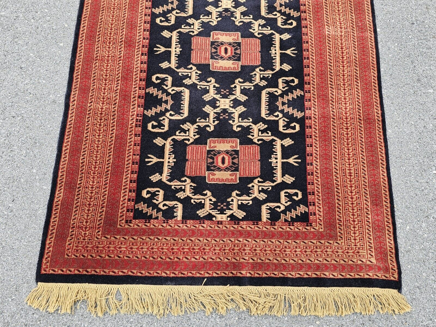 Hand-Knotted Vtg Fine Tribal Rug Runner Rug Hand Dyed 50" X 120" Very Thick