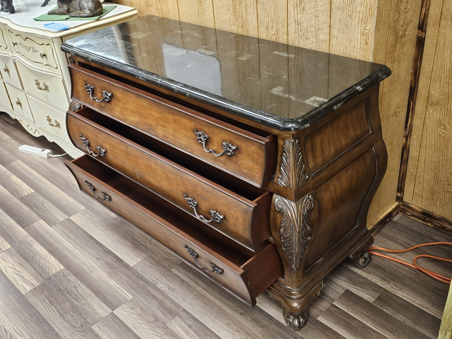 Seven Seas By Hooker Furniture Marble Top Chest of 3 Drawers Sideboard