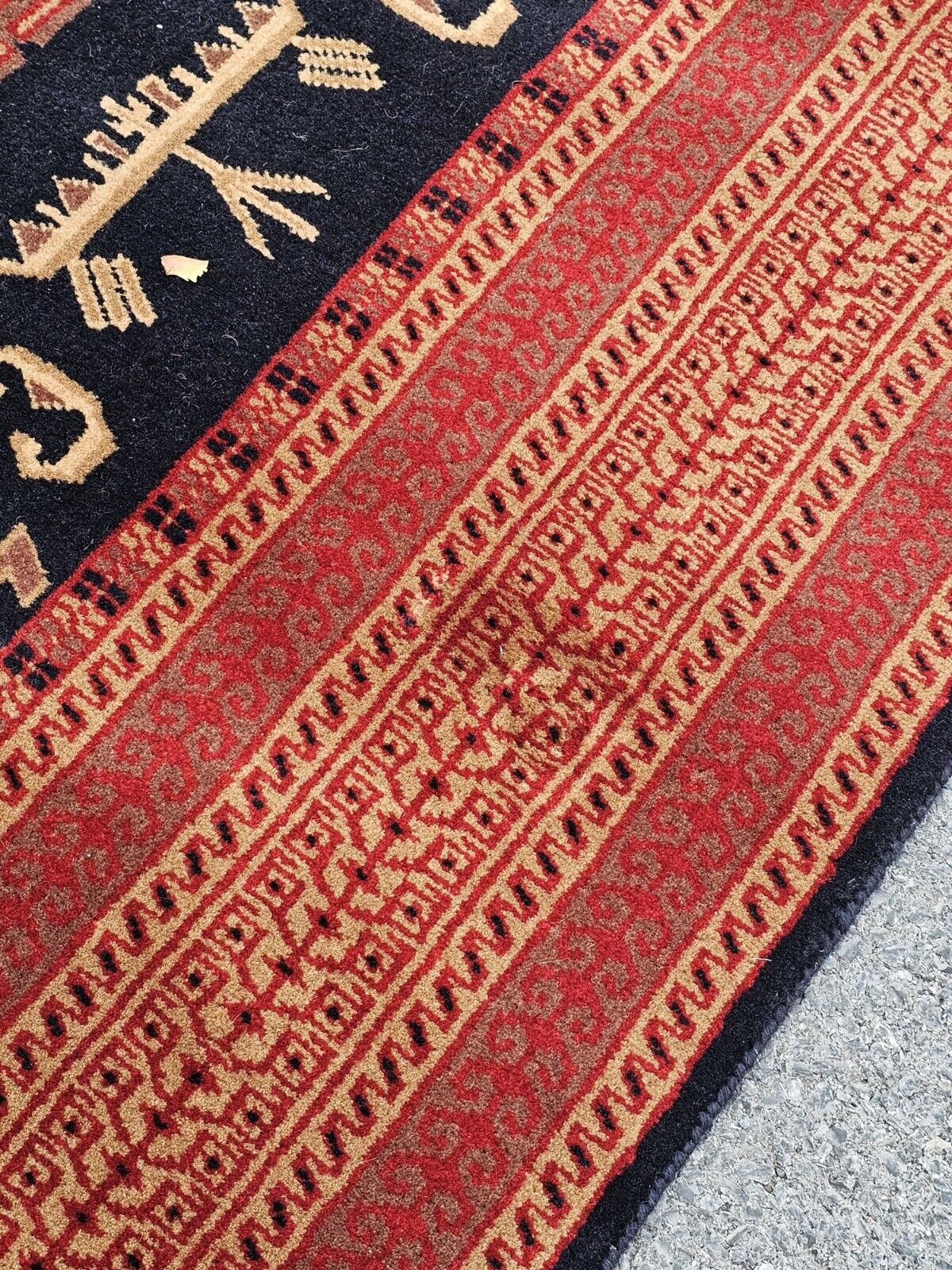 Hand-Knotted Vtg Fine Tribal Rug Runner Rug Hand Dyed 50" X 120" Very Thick