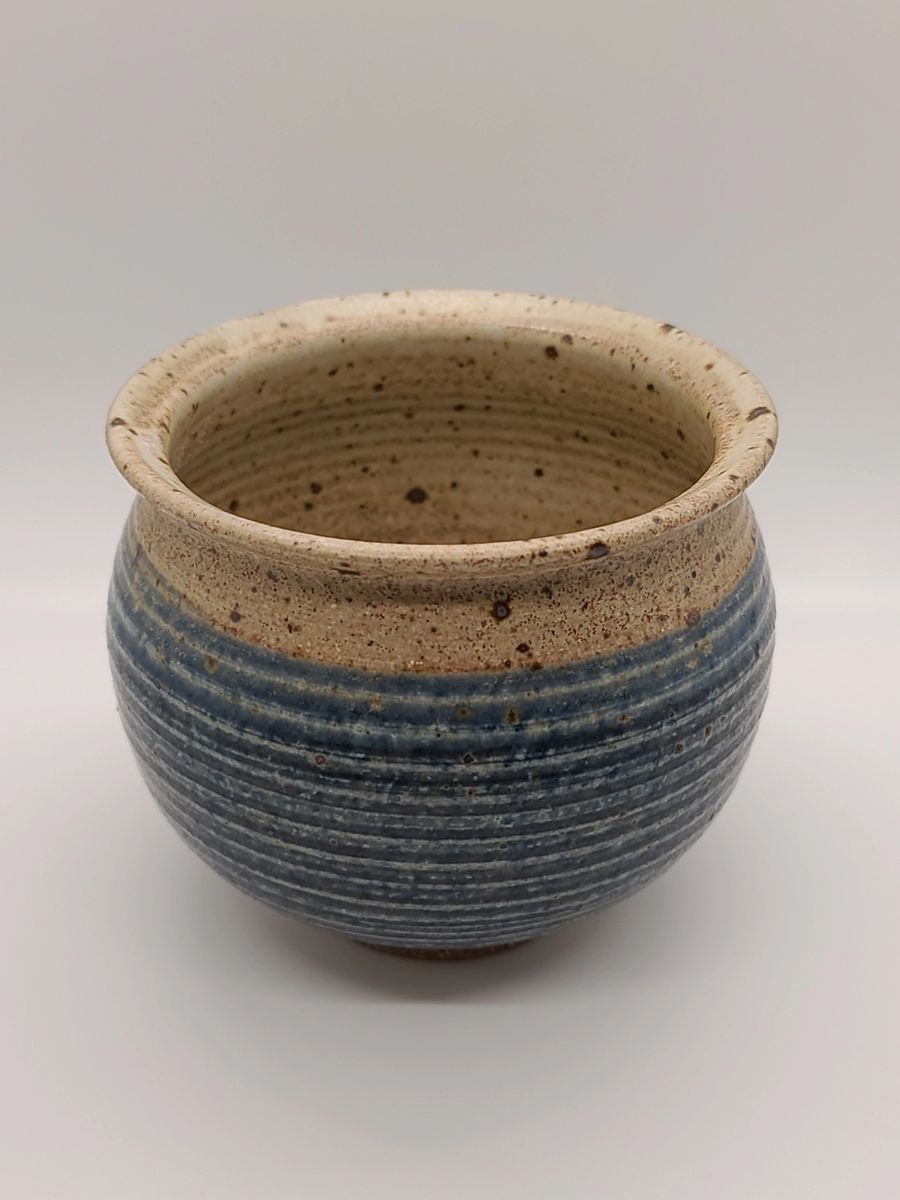 Signed Handmade Glazed Swirl Pottery Bowl